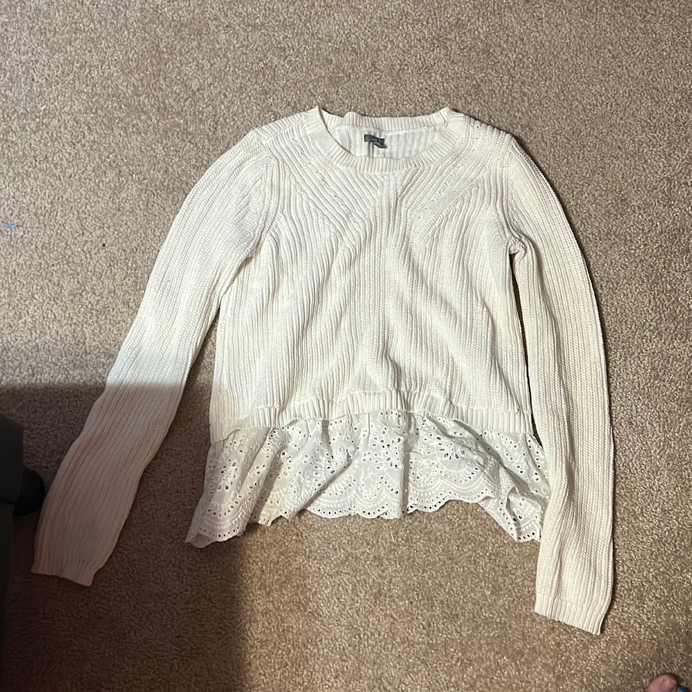 White sweater with lace